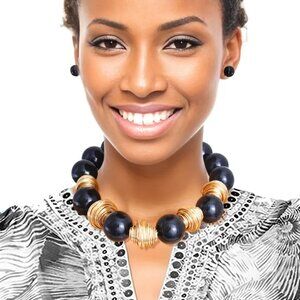 Chunky Black Tribal Bead Set